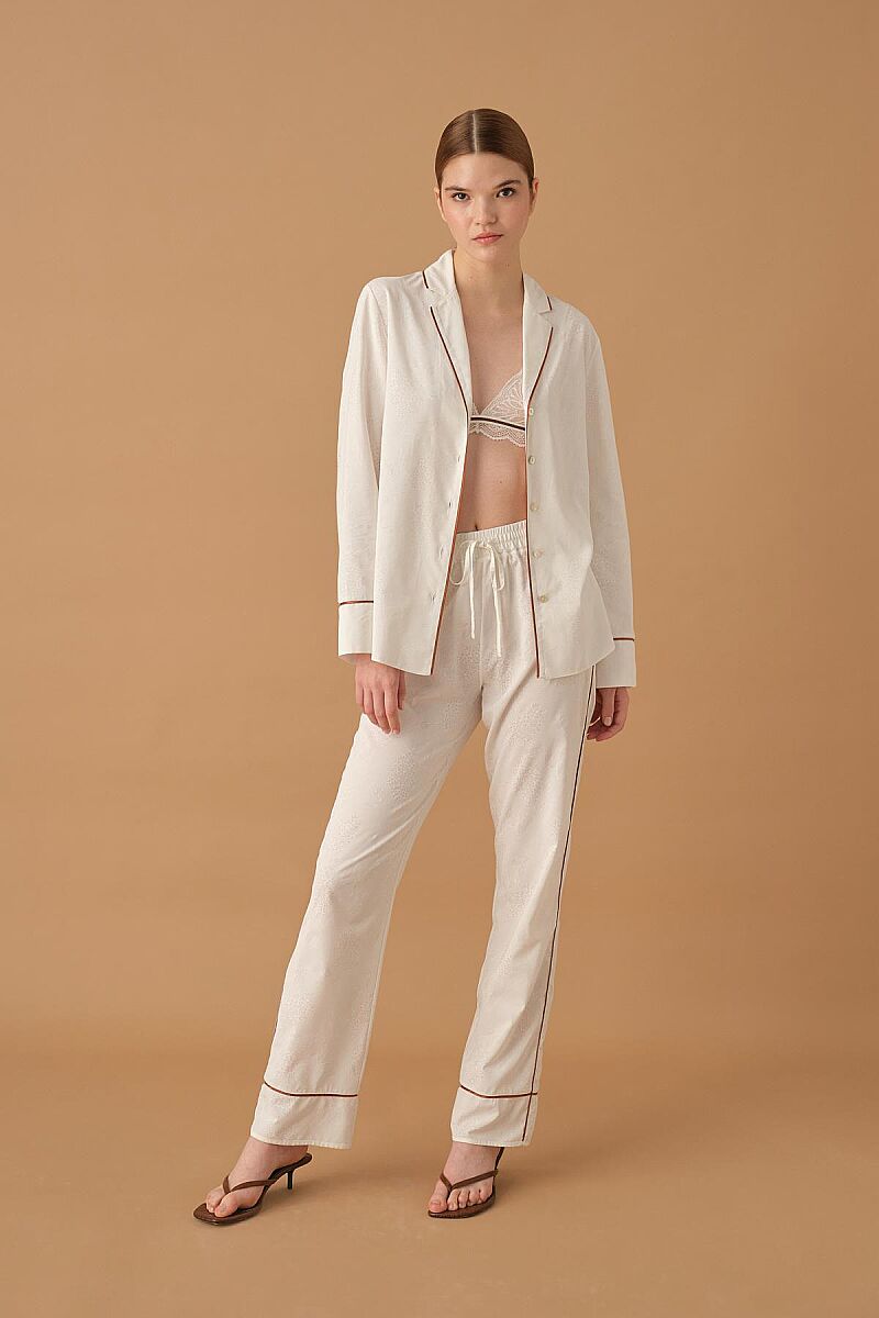 KYLIE - Braletli Biyeli Baskılı Kadın Pijama Takımı - Ivory - Pierre Cardin