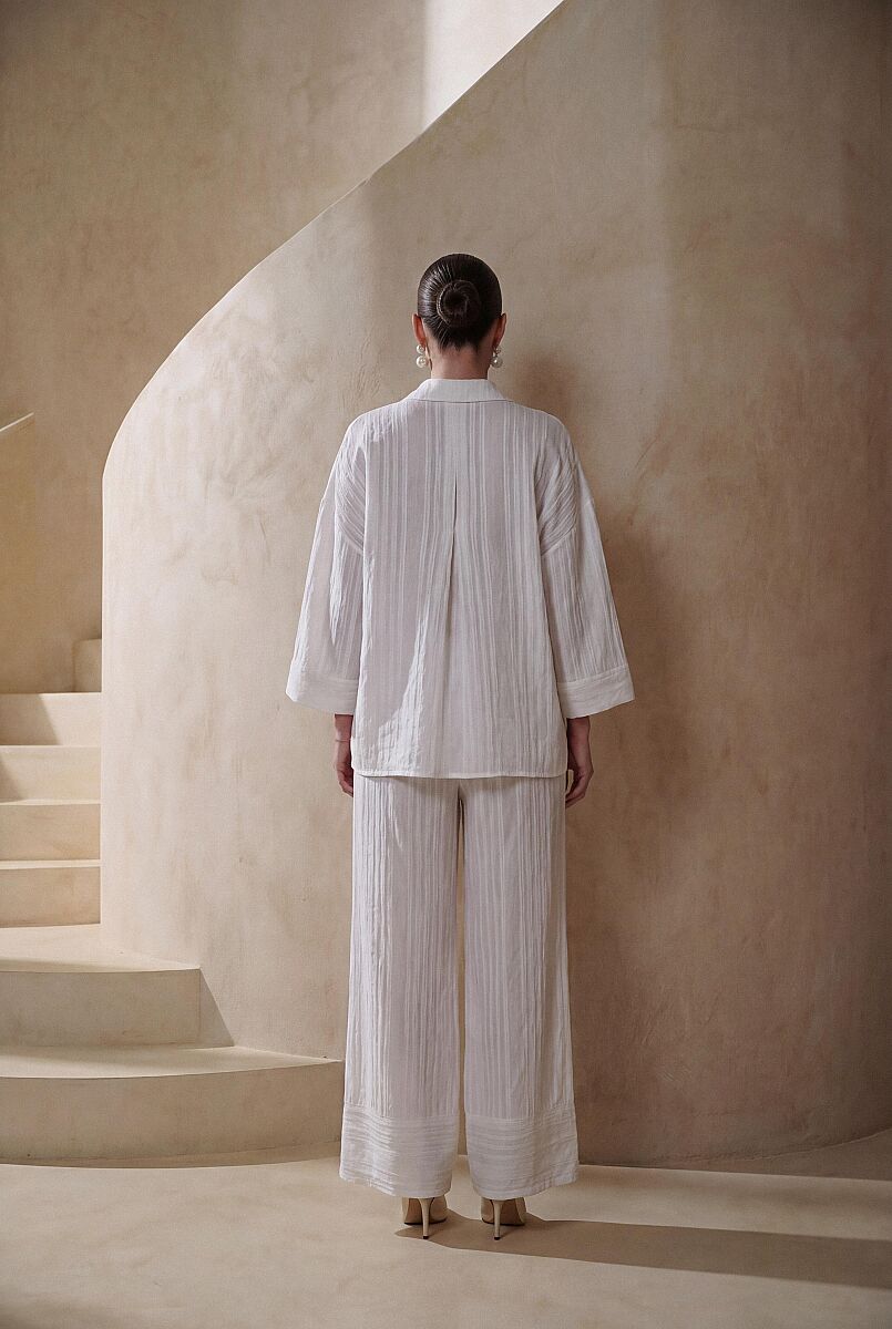 ADRIA - Braletli Keten Dokulu Kadın Pijama Takımı - Neutral - Pierre Cardin (1)
