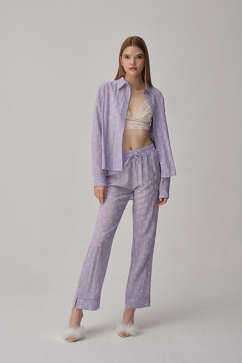 TINA - Braletli Vegan Kadın İpek Pijama Takımı - Lilac - Pierre Cardin
