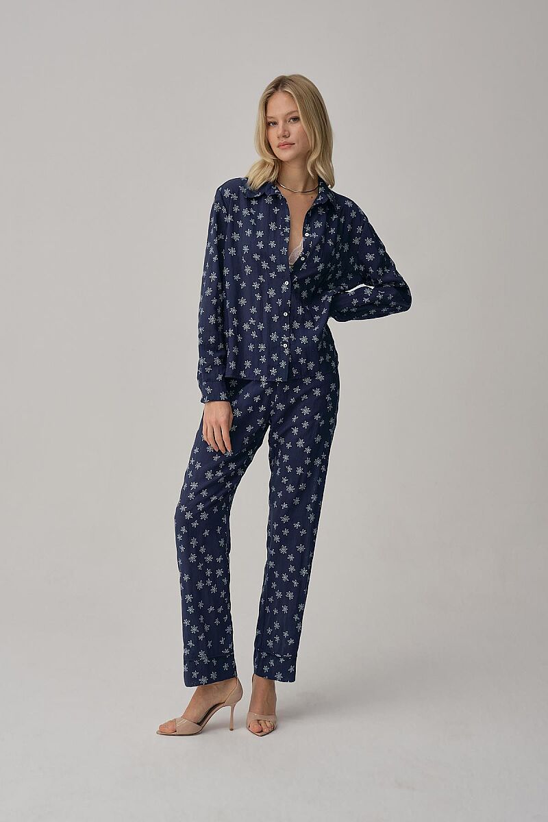 TINA - Braletli Vegan Kadın İpek Pijama Takımı - Navy - Pierre Cardin