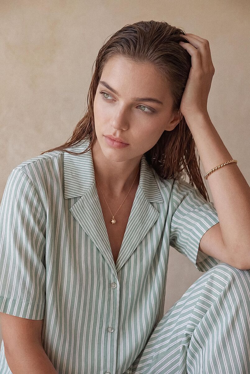 NOTTE - Çizgili Dörtlü Kadın Pijama Takımı - Capri - Pierre Cardin