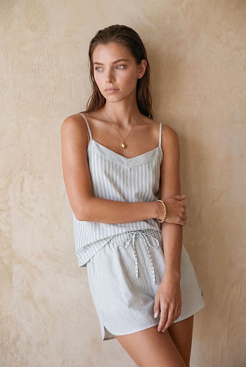 NOTTE - Çizgili Dörtlü Kadın Pijama Takımı - Capri - Pierre Cardin (1)