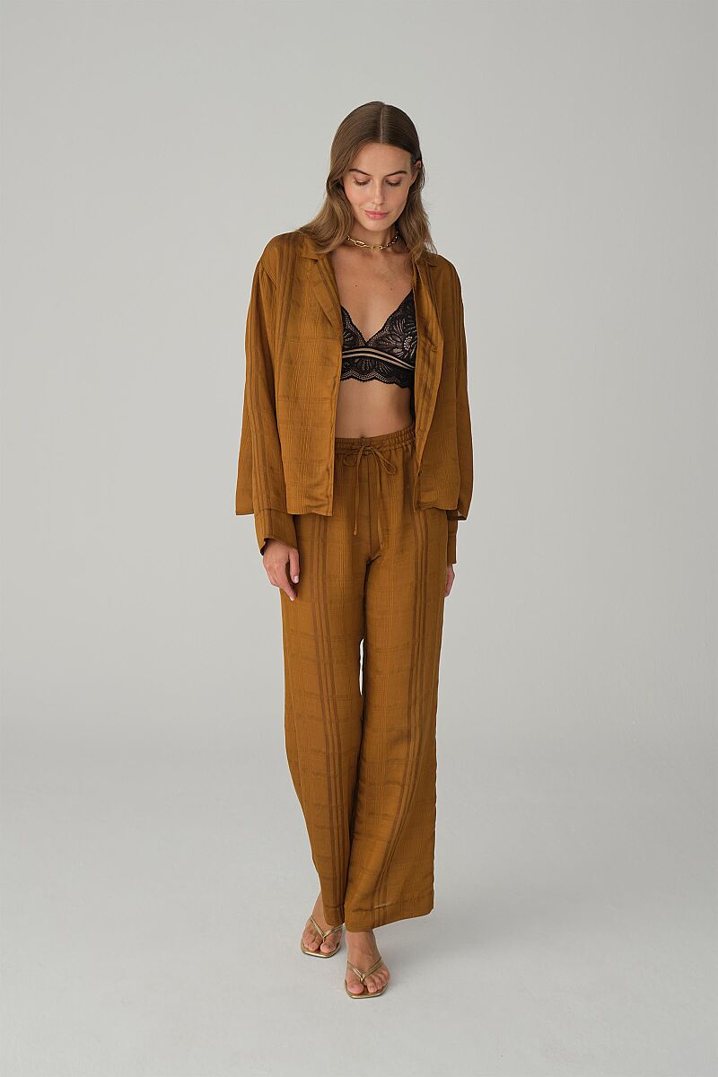 DARIA - Braletli Vegan İpek Pijama Takımı - Cinnamon - Pierre Cardin