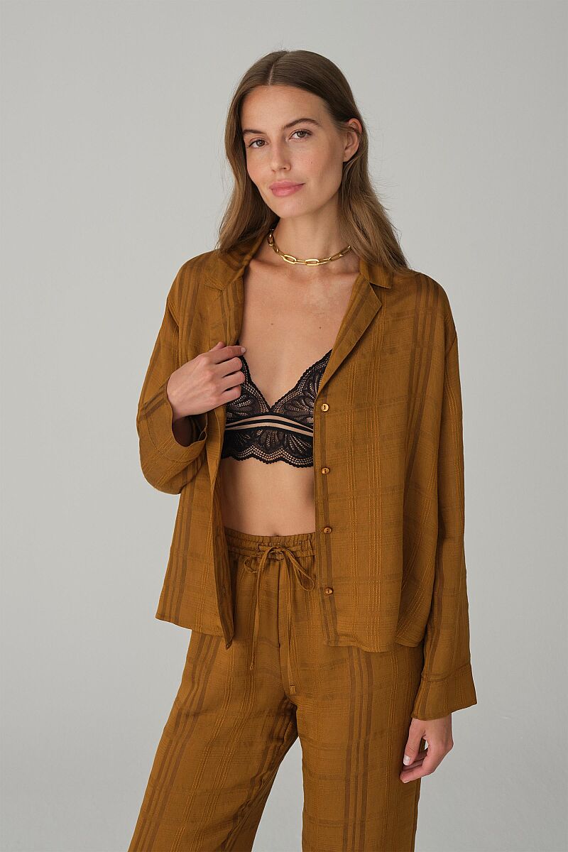 DARIA - Braletli Vegan İpek Pijama Takımı - Cinnamon - Pierre Cardin (1)
