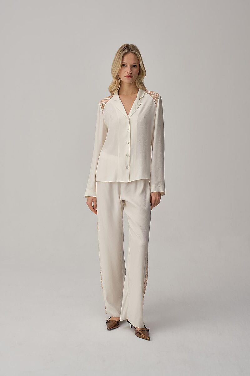 ROMINA -İpek Saten Altılı Gelin Çeyiz Takımı - Ivory - Pierre Cardin (1)