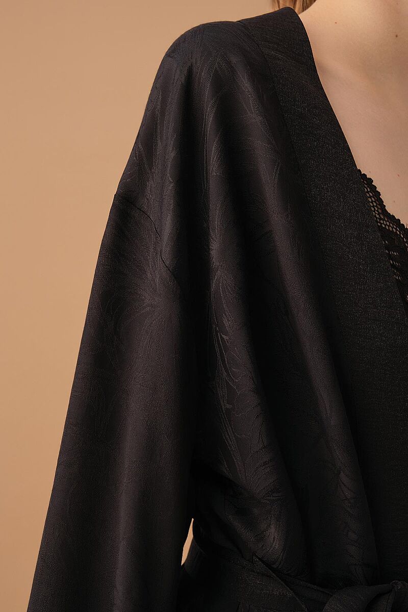 JANET - İpek Saten Altılı Gelin Çeyiz Takımı - Black - Pierre Cardin (1)