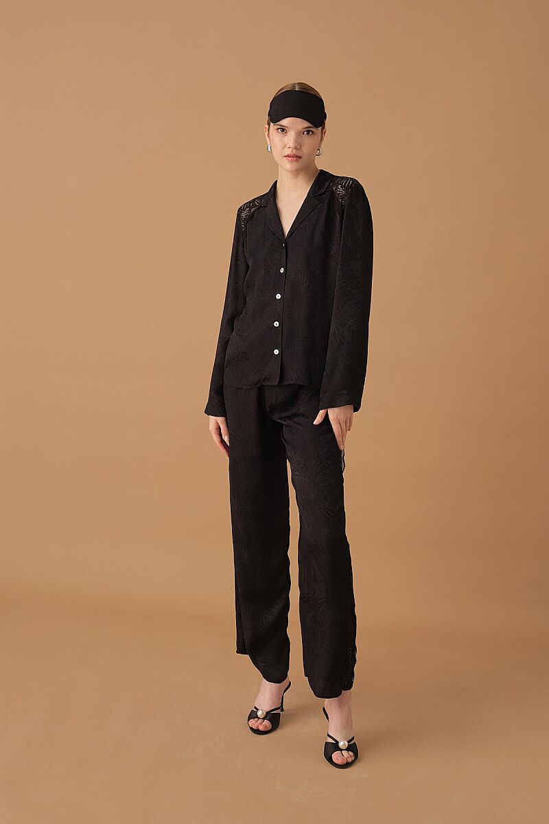 JANET - İpek Saten Altılı Gelin Çeyiz Takımı - Black - Pierre Cardin (1)