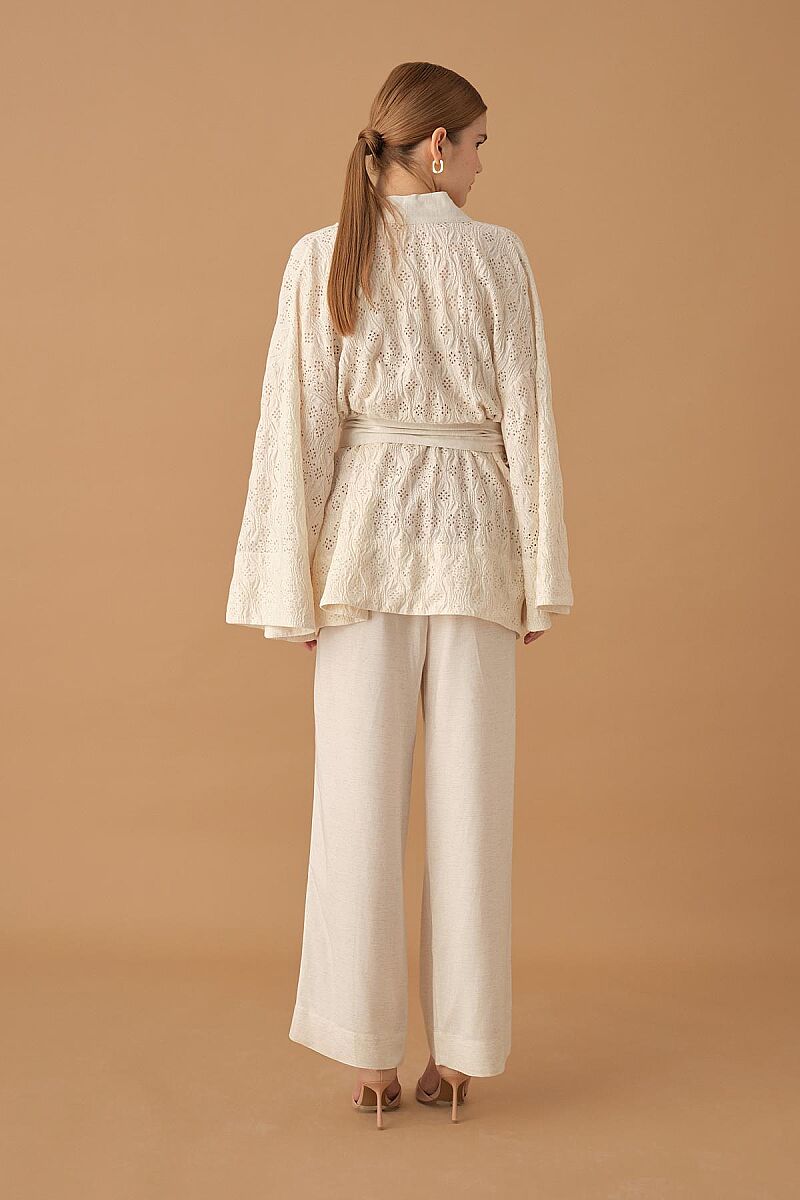 NICOLE - Kimonolu Keten Kadın Pijama Takımı - Neutral - Pierre Cardin (1)