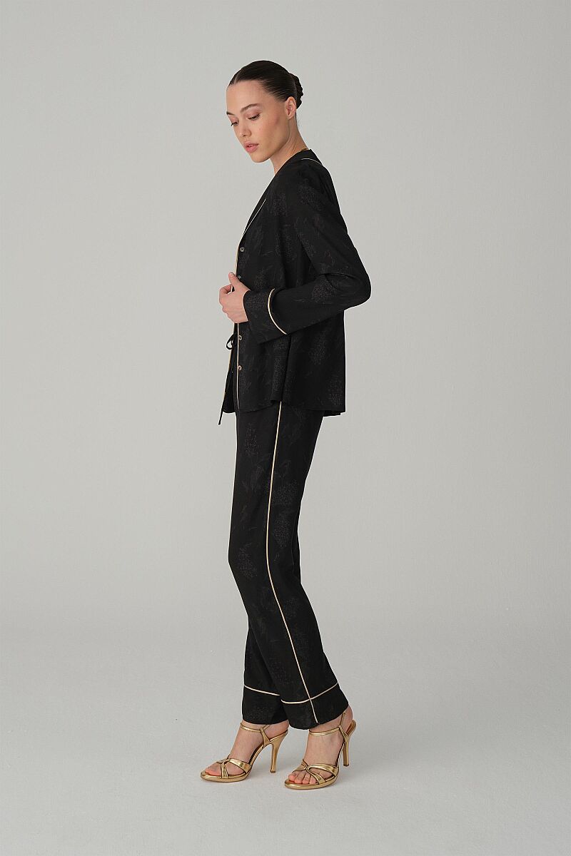 KYLIE - Braletli Biyeli Baskılı Pijama Takımı - Black - Pierre Cardin (1)