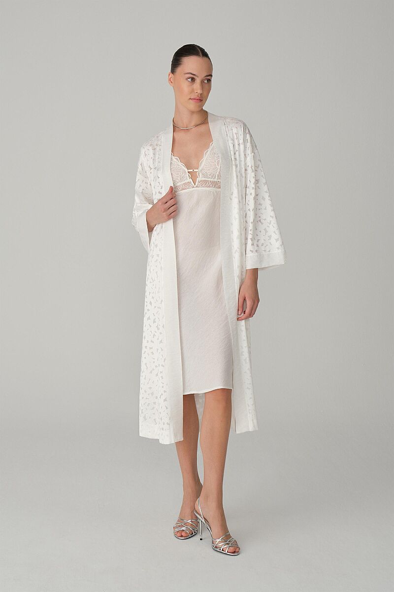 LILY - Vegan İpek Saten Altılı Gelin Çeyiz Takımı - Ivory - Pierre Cardin