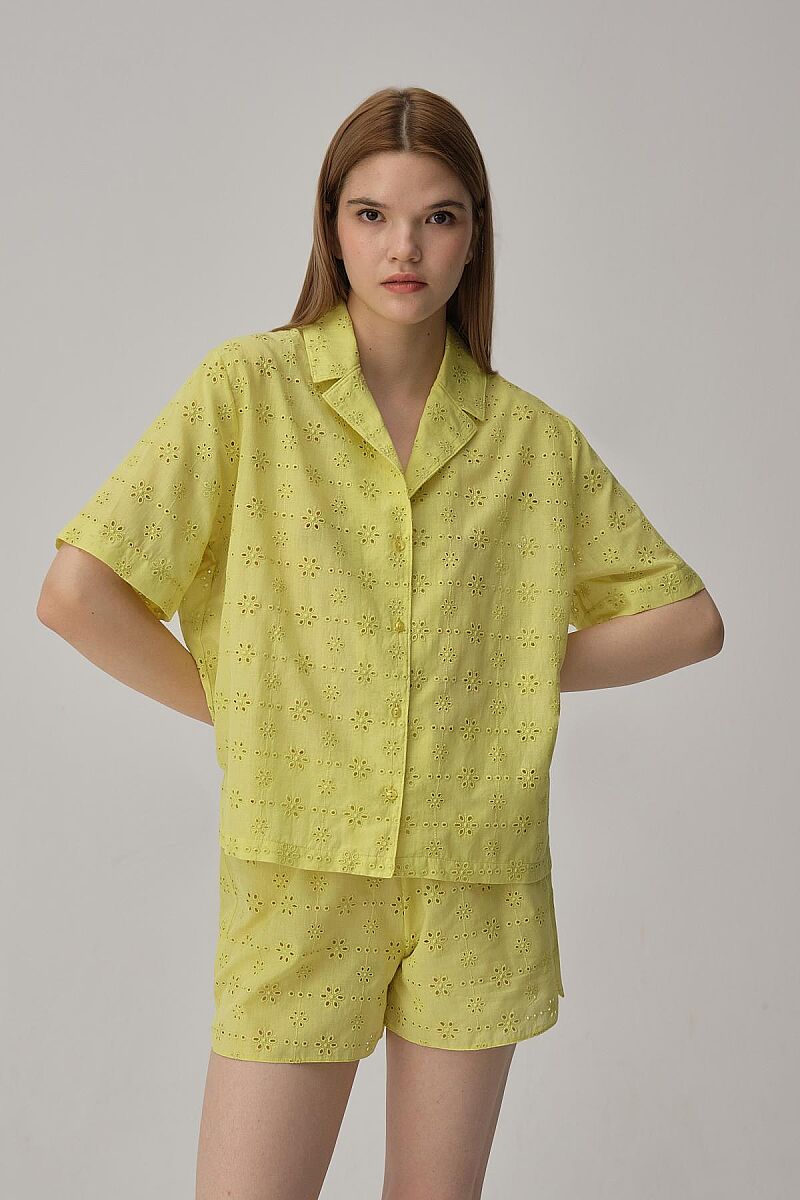 VANESSA -Pamuklu Kadın Pijama Takımı - Lime - Pierre Cardin