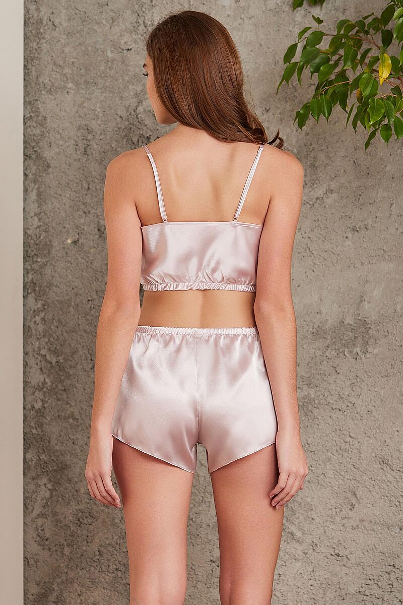 Crop'lu Saten Kadın Şort Takım - 467 Pudra - Pierre Cardin (1)