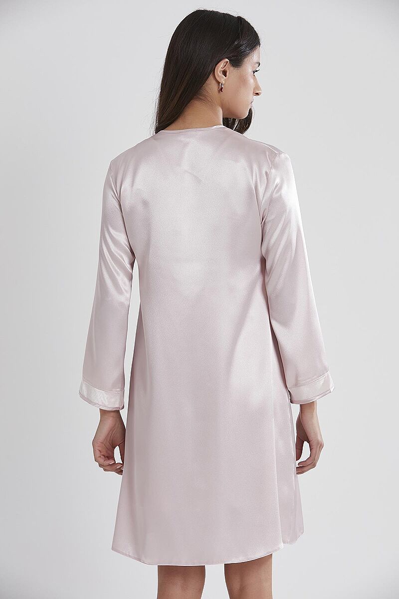 Kadife Saten Kadın Gecelik ve Sabahlık Takımı - 4040 Pudra - Pierre Cardin (1)