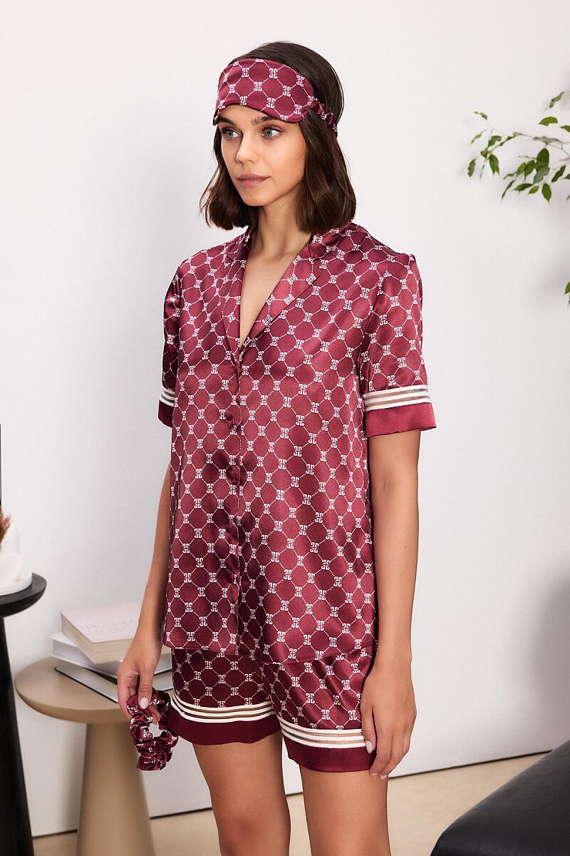 Saten Biyeli Kadın Pijama Takımı - 1325 Bordo - Pierre Cardin