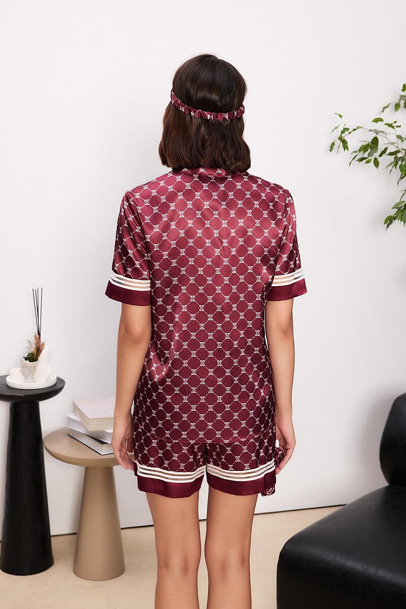 Saten Biyeli Kadın Pijama Takımı - 1325 Bordo - Pierre Cardin (1)