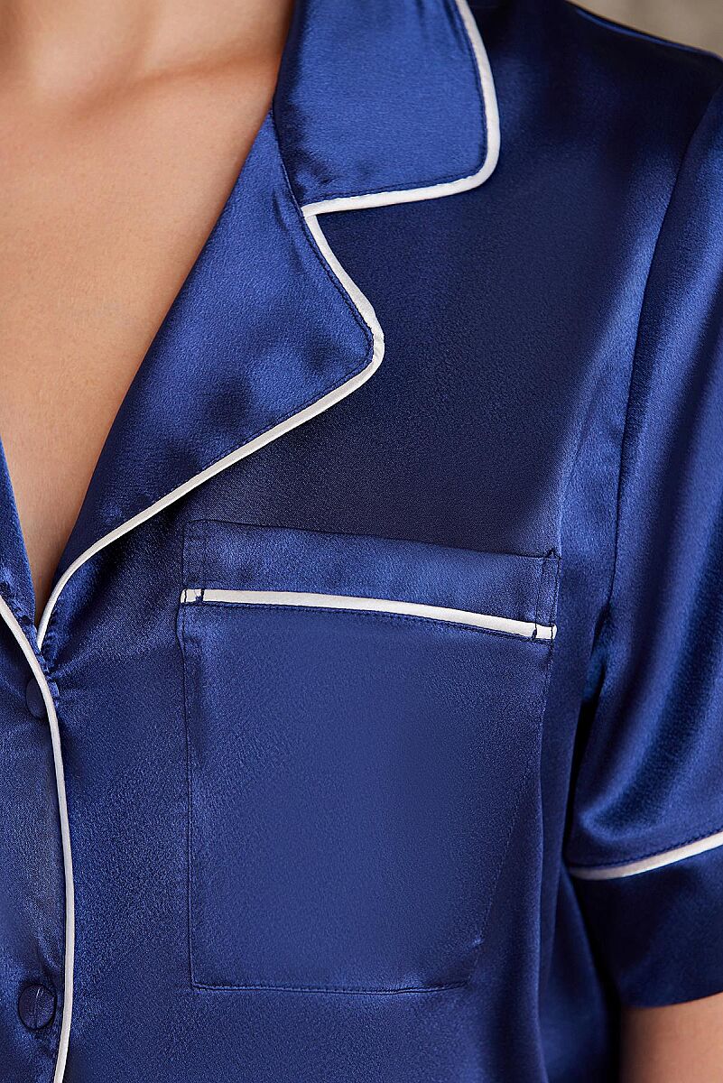 Saten Biyeli Kadın Pijama Takımı - 1205 Lacivert - Pierre Cardin (1)