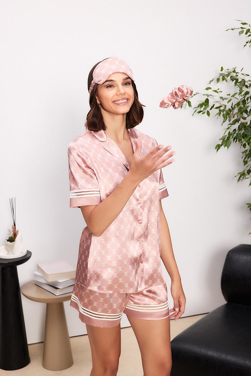 Saten Biyeli Kadın Pijama Takımı - 1325 Brandy - Pierre Cardin (1)