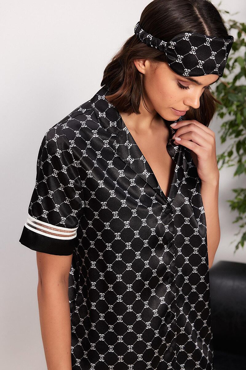Saten Biyeli Kadın Pijama Takımı - 1325 Siyah - Pierre Cardin (1)
