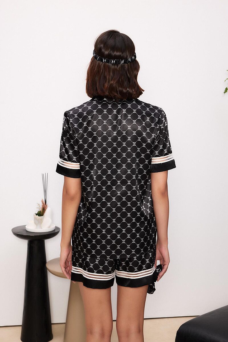 Saten Biyeli Kadın Pijama Takımı - 1325 Siyah - Pierre Cardin (1)