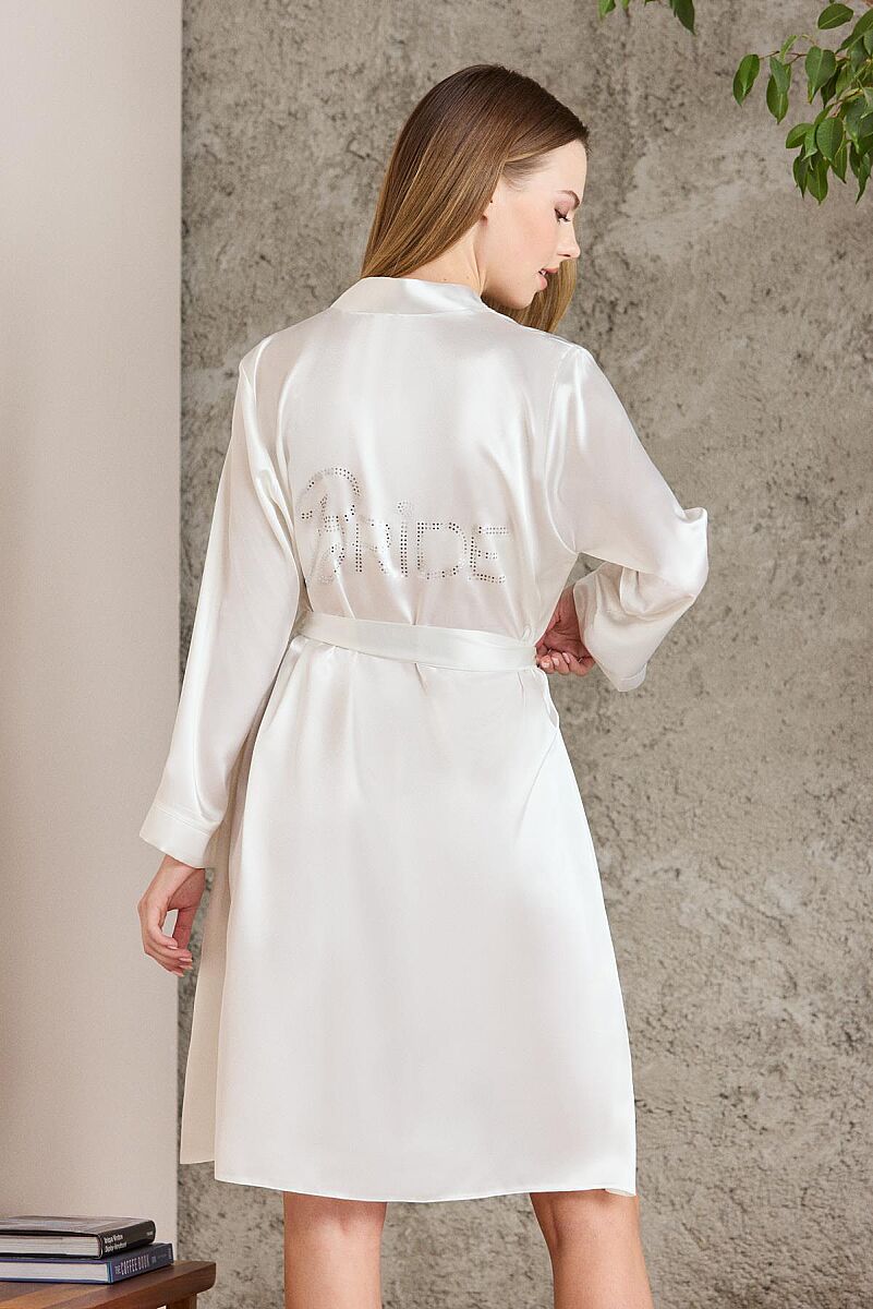 Saten BRIDE Kadın Sabahlık - 1000 Ekru - Pierre Cardin
