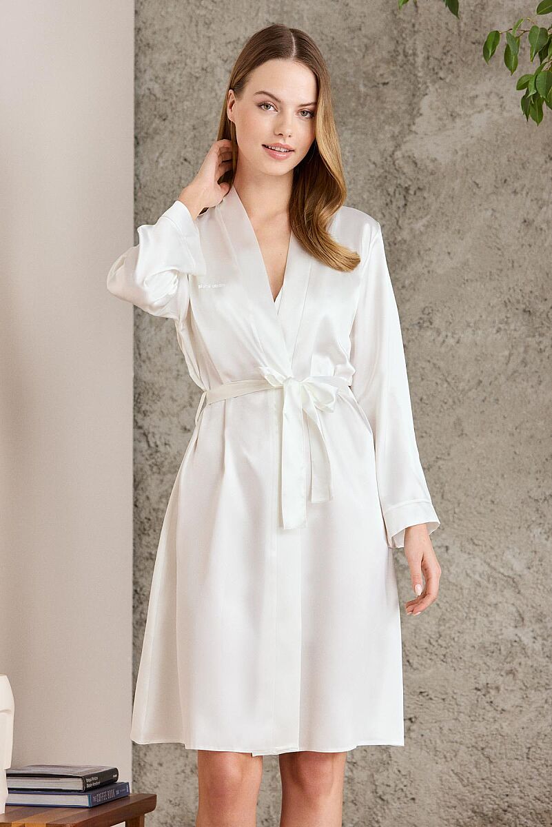 Saten BRIDE Kadın Sabahlık - 1000 Ekru - Pierre Cardin (1)