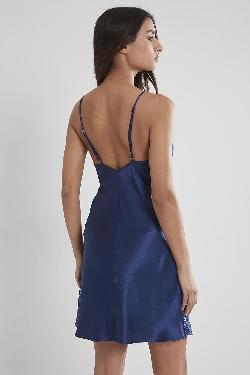 Saten Dantelli Kadın Gecelik - 624 Lacivert - Pierre Cardin (1)