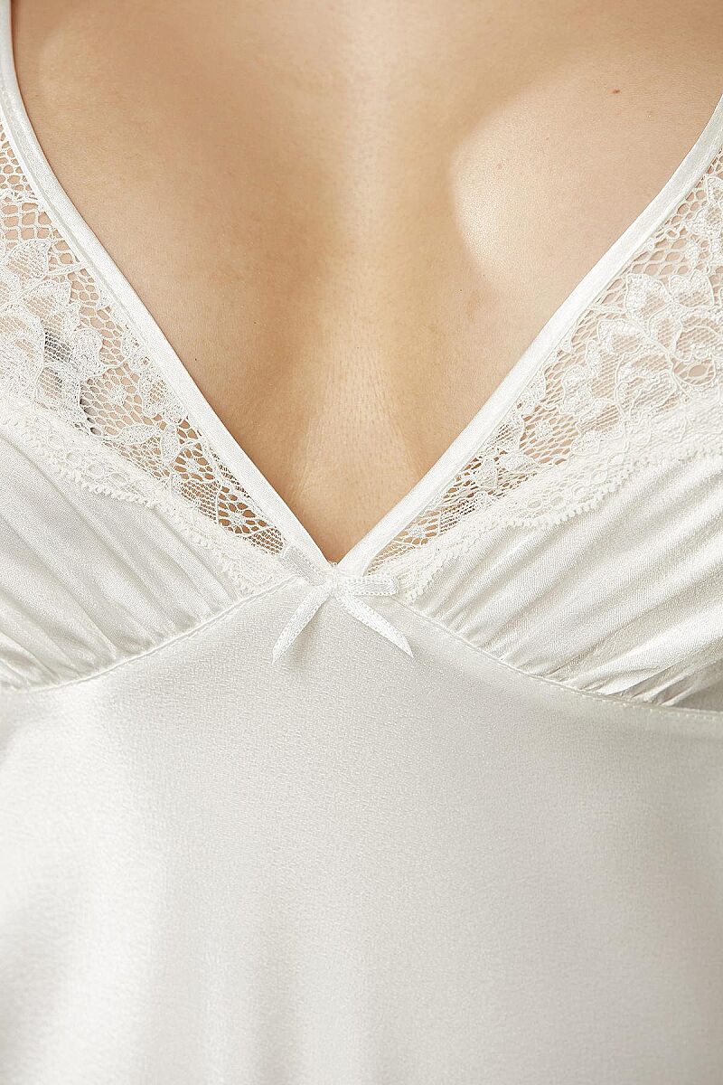 Saten Dantelli Kadın Gecelik - 860 Ekru - Pierre Cardin (1)