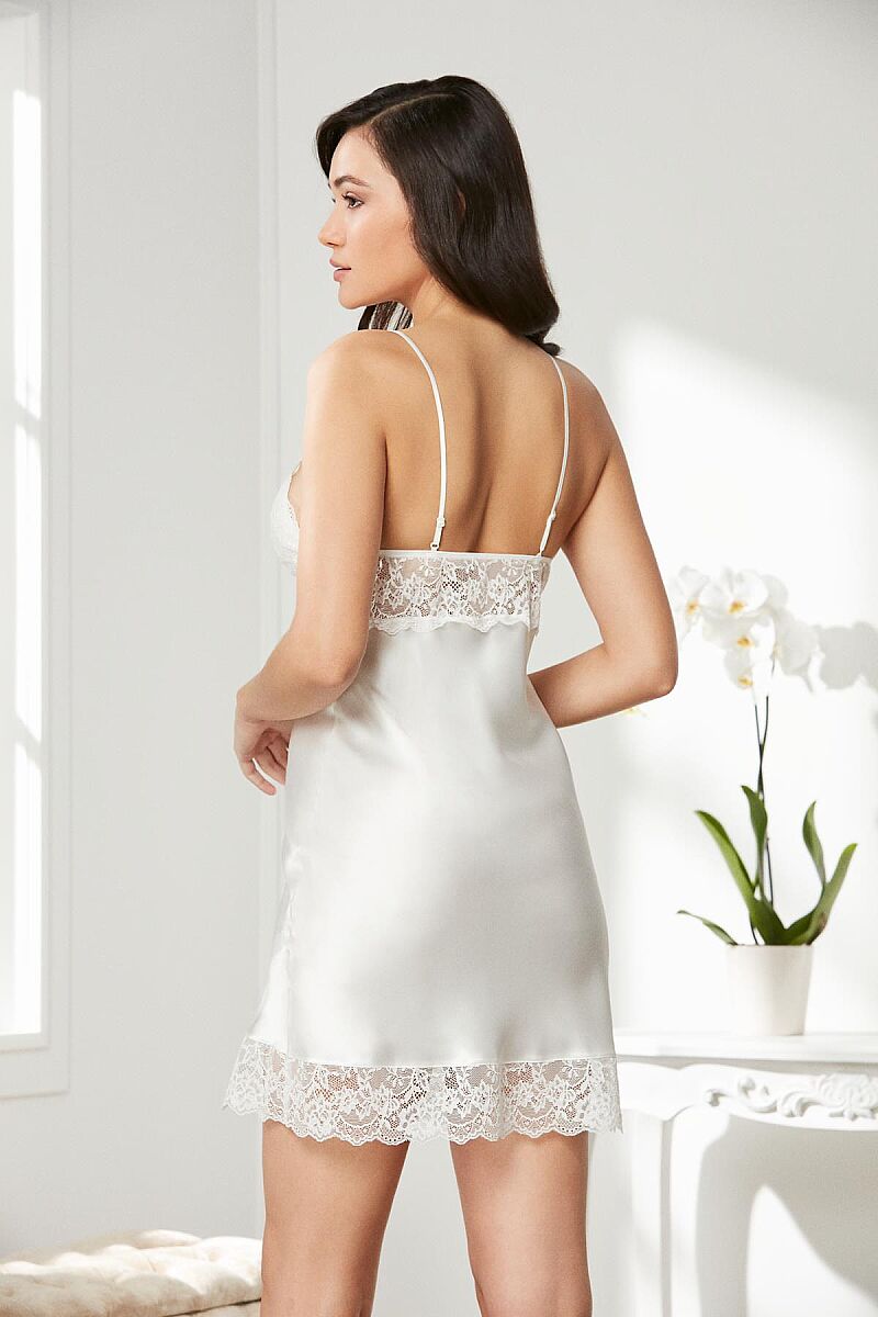 Saten Dantelli Kadın Gecelik - 890 Ekru - Pierre Cardin (1)