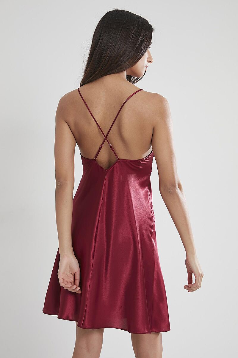 Saten Dantelli Kadın Gecelik - 603 Bordo - Pierre Cardin (1)