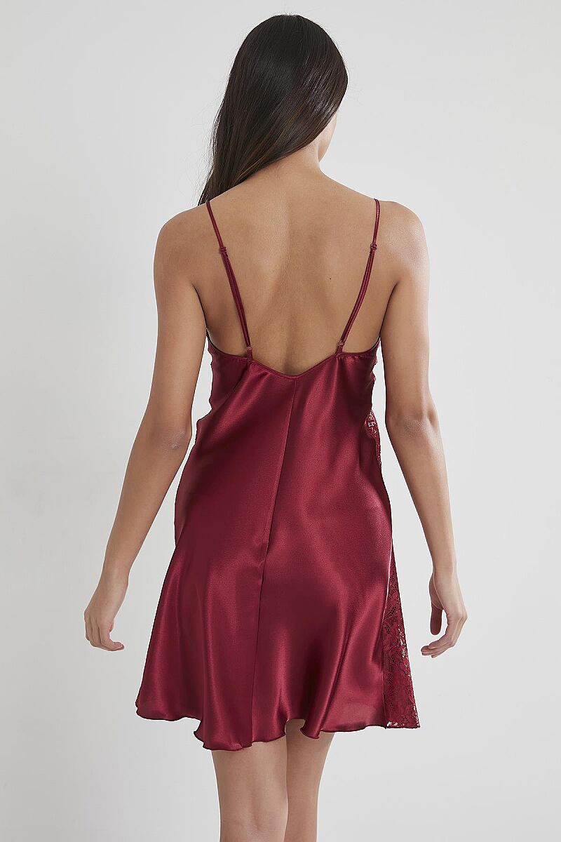 Saten Dantelli Kadın Gecelik - 624 Bordo - Pierre Cardin (1)