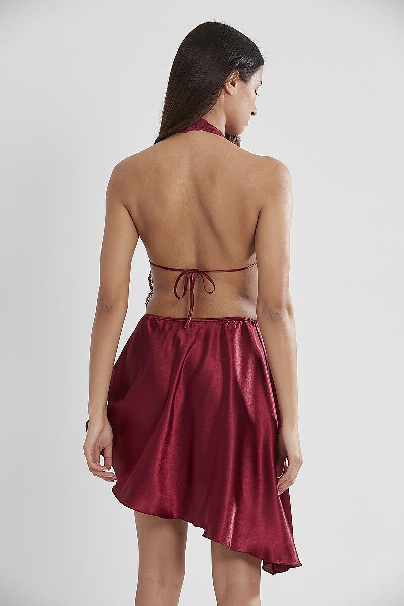 Saten Dantelli Kadın Gecelik - 805 Bordo - Pierre Cardin (1)