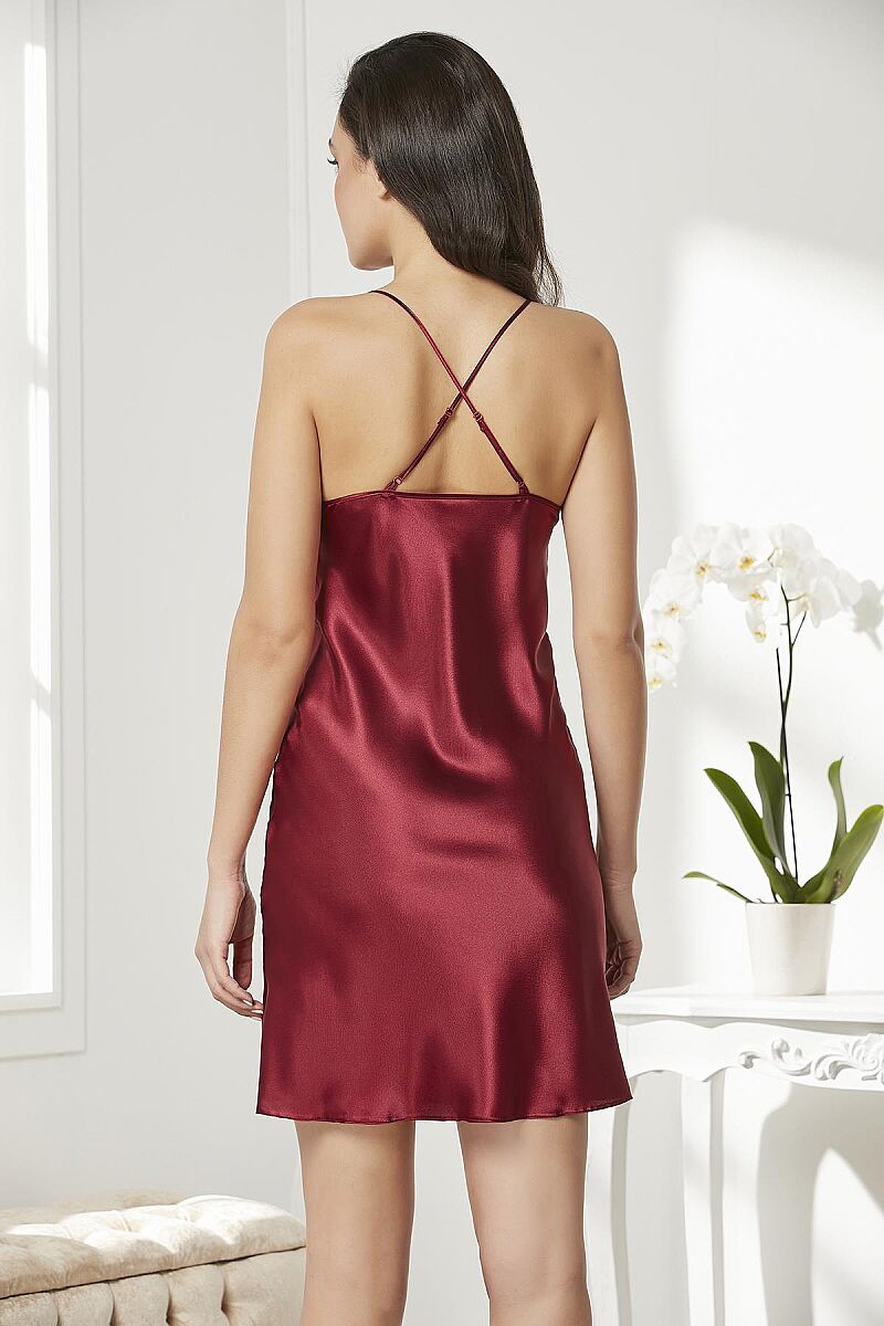 Saten Dantelli Kadın Gecelik - 860 Bordo - Pierre Cardin (1)