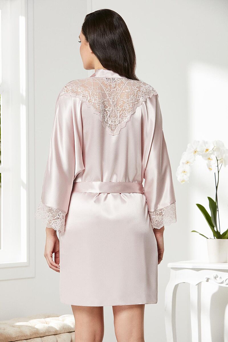 Saten Dantelli Kadın Gecelik ve Sabahlık Takımı - 4280 Pudra - Pierre Cardin (1)