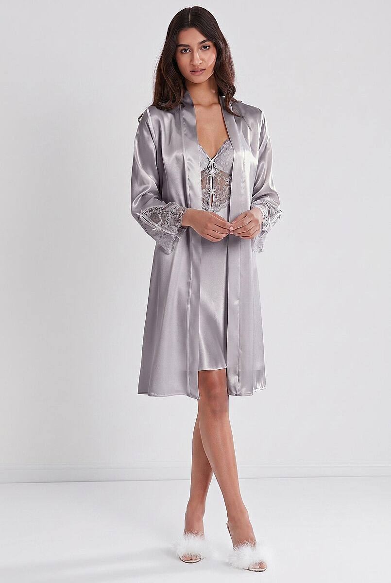 Saten Dantelli Kadın Gecelik ve Sabahlık Takımı - 4300 Royal - Pierre Cardin (1)