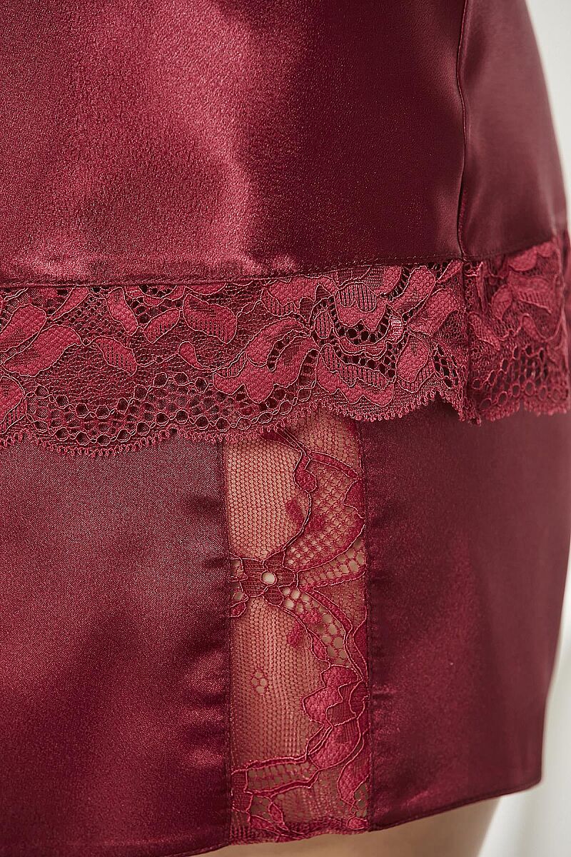 Saten Dantelli Şort - Babydoll Takım - 460 Bordo - Pierre Cardin (1)