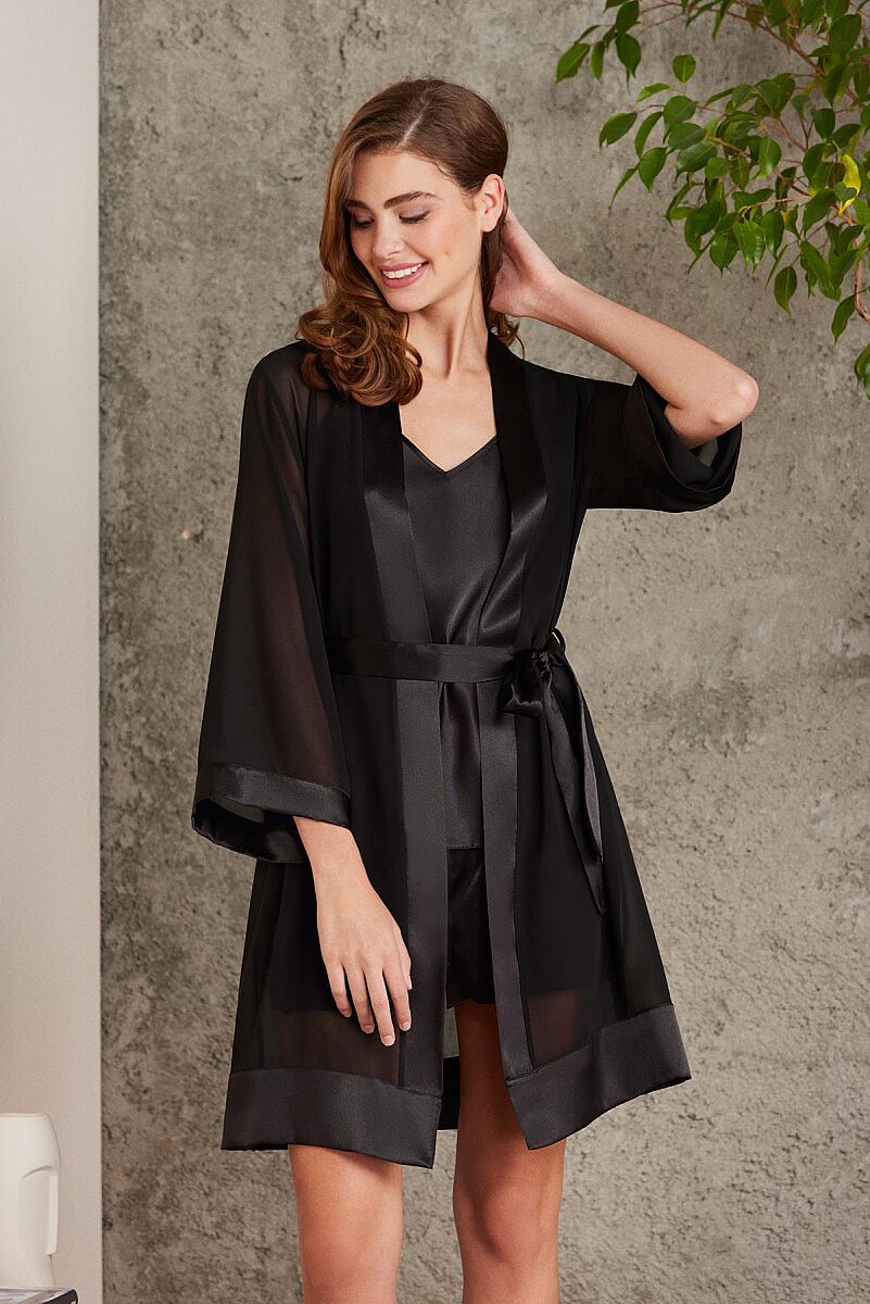 Saten Dörtlü Gelin Çeyiz Seti - 7085 Siyah - Pierre Cardin