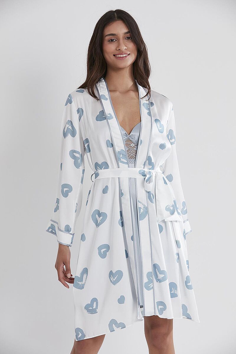 Saten Emprime Kadın Gecelik ve Sabahlık Takım - 2406 Mist - Pierre Cardin (1)