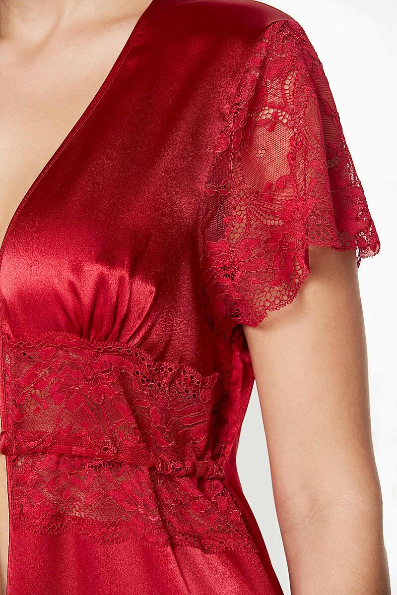Saten Kadın Sabahlık - 1020 Kırmızı - Pierre Cardin (1)