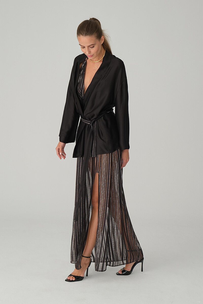 PRINCESS - Vegan İpek Saten Altılı Gelin Çeyiz Takımı - Black - Pierre Cardin
