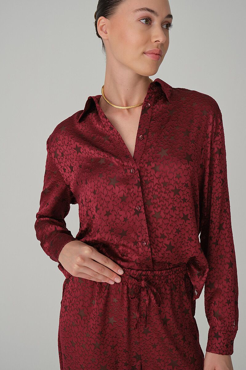 SPARKLE - Vegan İpek Saten Pijama Takımı - Bordo - Pierre Cardin (1)