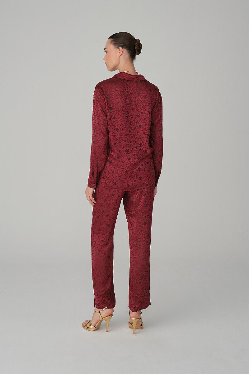 SPARKLE - Vegan İpek Saten Pijama Takımı - Bordo - Pierre Cardin (1)