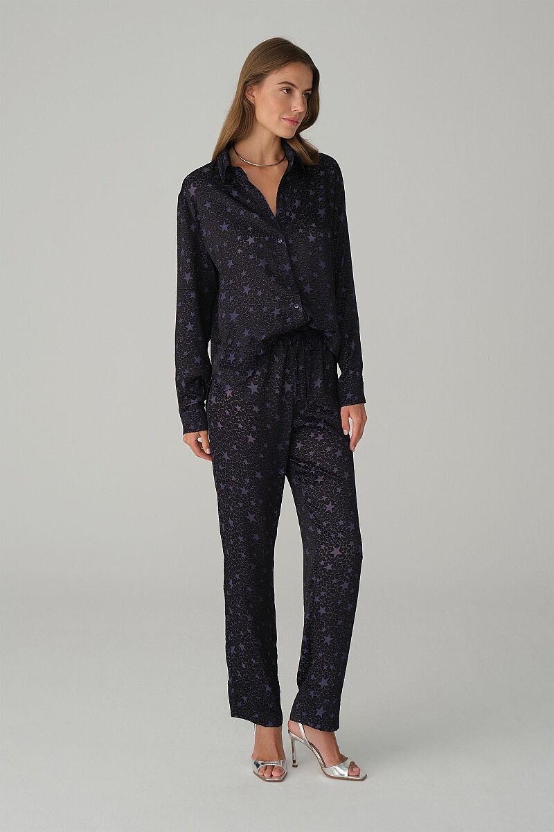 SPARKLE - Vegan İpek Saten Pijama Takımı - Navy - Pierre Cardin
