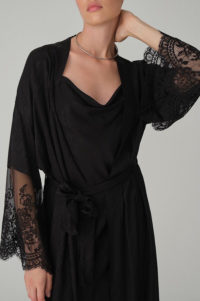 VALERIE - Vegan İpek Saten Beşli Gelin Çeyiz Takımı - Black - Pierre Cardin (1)