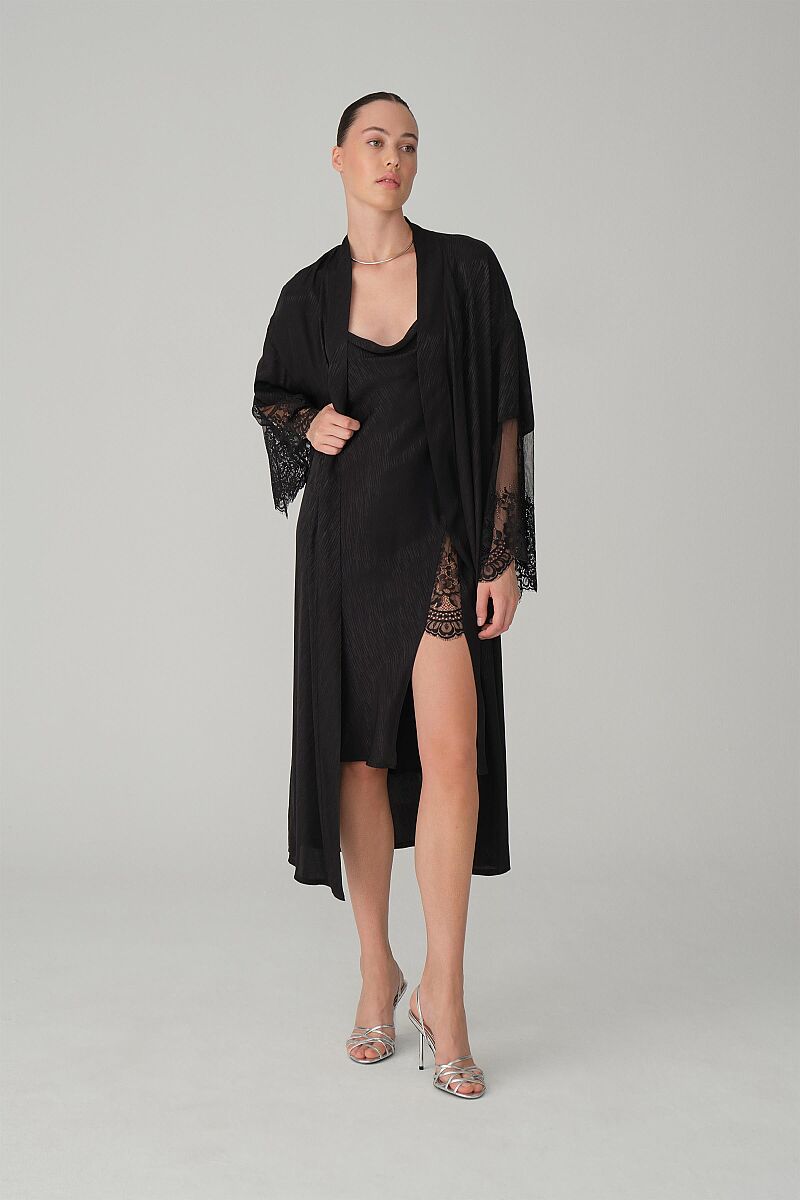 VALERIE - Vegan İpek Saten Beşli Gelin Çeyiz Takımı - Black - Pierre Cardin (1)
