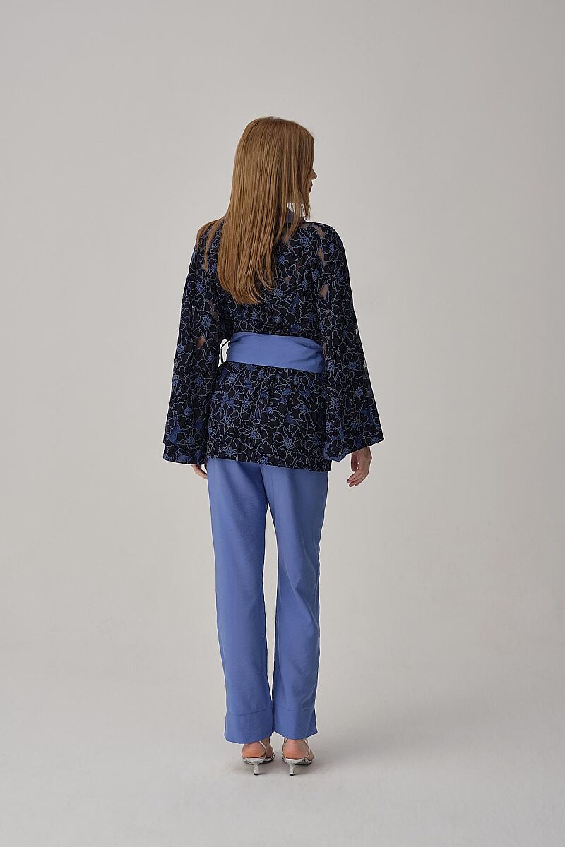 SOPHIE - Vegan İpek Kimonolu Kadın Pijama Takımı - Blue - Pierre Cardin (1)