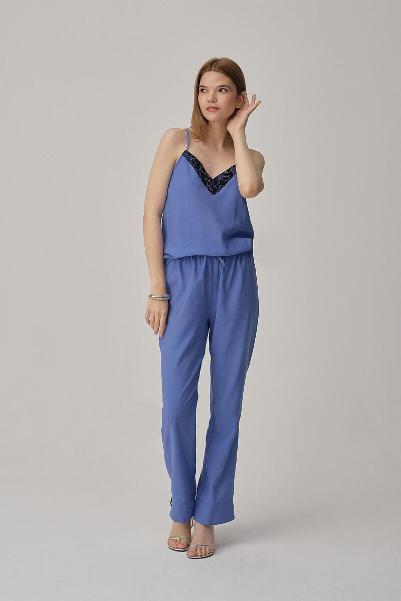 SOPHIE - Vegan İpek Kimonolu Kadın Pijama Takımı - Blue - Pierre Cardin (1)