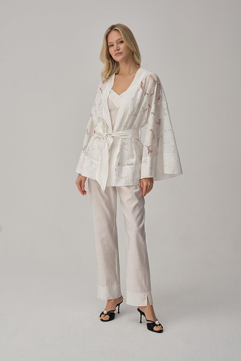SOPHIE - Vegan İpek Kimonolu Kadın Pijama Takımı - Ivory - Pierre Cardin (1)