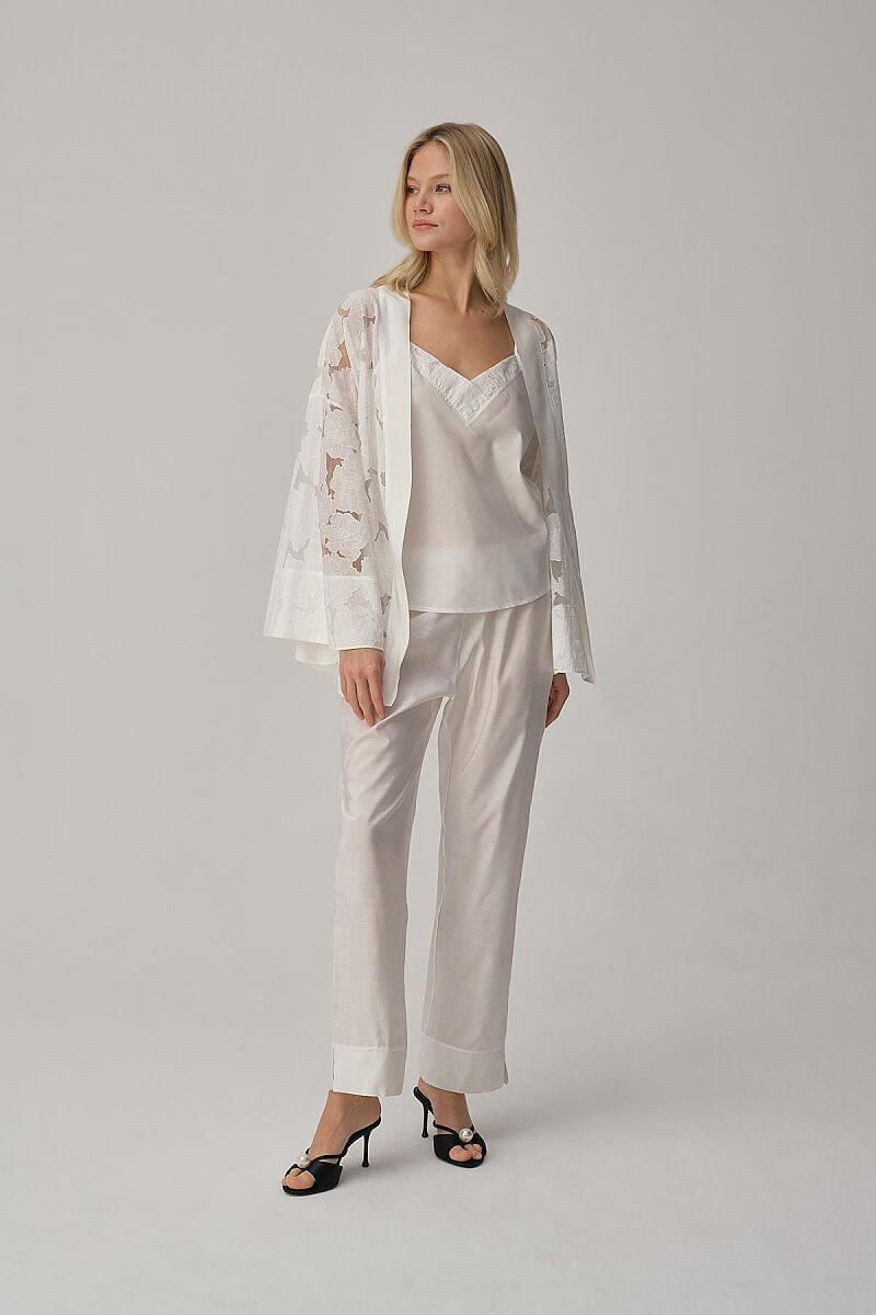 SOPHIE - Vegan İpek Kimonolu Kadın Pijama Takımı - Ivory - Pierre Cardin (1)