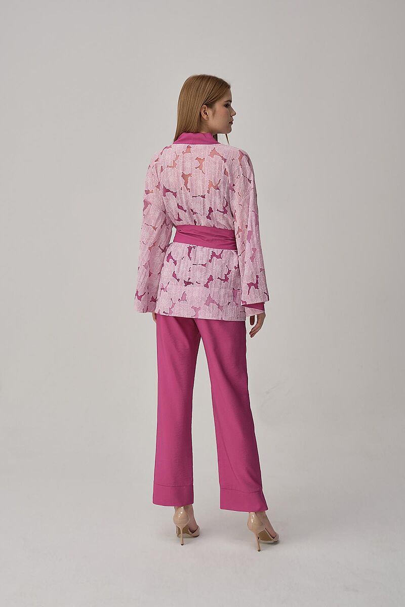 SOPHIE - Vegan İpek Kimonolu Kadın Pijama Takımı - Violet - Pierre Cardin (1)