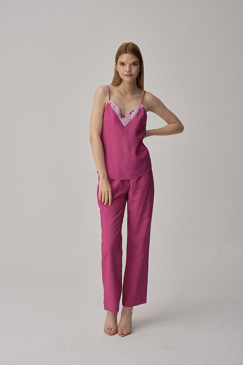 SOPHIE - Vegan İpek Kimonolu Kadın Pijama Takımı - Violet - Pierre Cardin (1)
